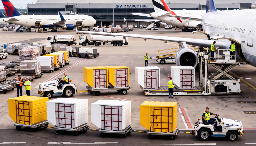Rotomolded Air Cargo Containers on Tarmac