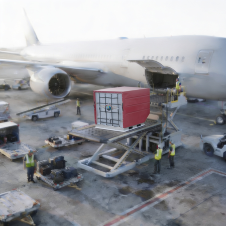 Rotomolded LD 3 AKN Air Cargo Container being loaded on to plane