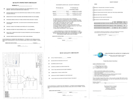 Rotomolding Quality Check Sheets