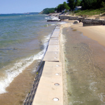 greatlakesinstall22 Waves crashing against Sandsaver modules installed in Lake Michigan