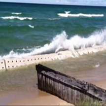 greatlakesinstall24 Sandsaver system in Lake Michigan breaking down wave energy