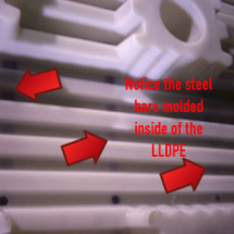 Custom Material Handling Pallet with Steel Bars Molded Into Pallet