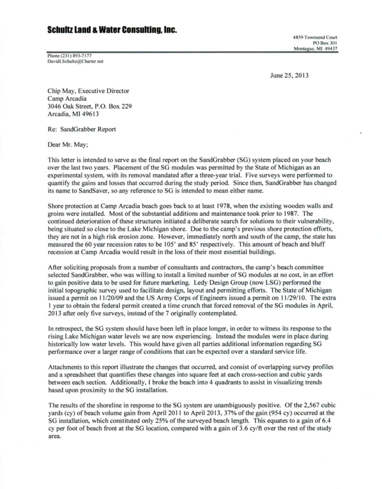 Sandsaver Lake Michigan beach erosion solution 3rd Party Report